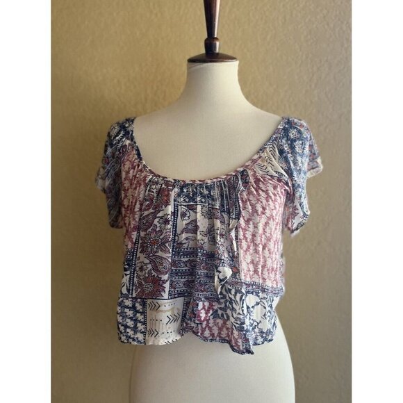 Billabong Women's Multi color Festival Moon Crop Top Size S M - Picture 2 of 9